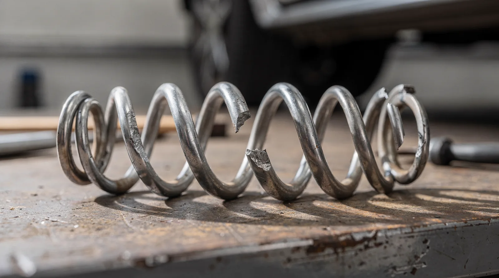 A fully broken garage door spring is often unwound, and larger doors typically show